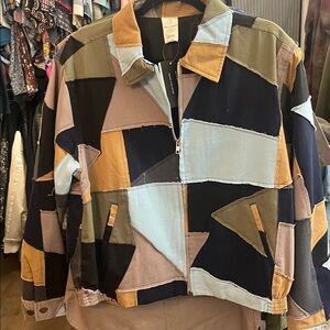 Jungles Geometric Patchwork Bomber Jacket